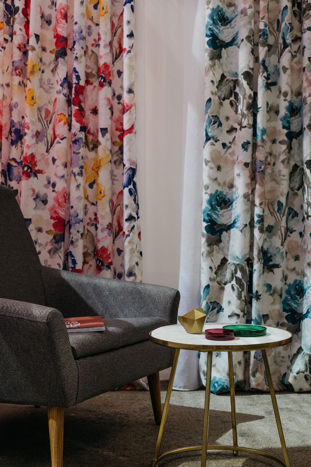 Zelda Curtain blue flower pattern