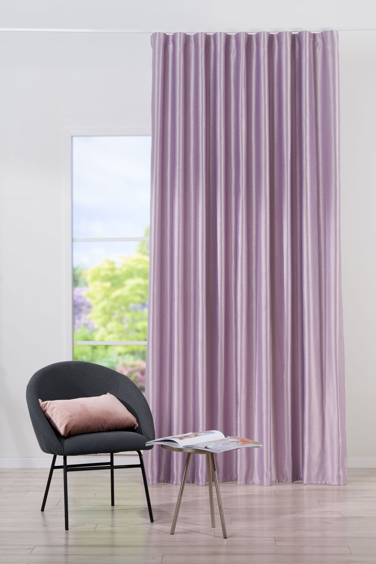 Purple colored curtain fabric