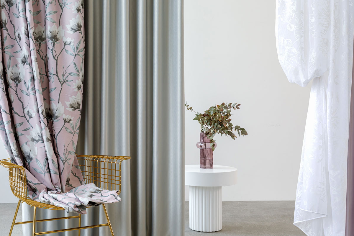 Grey colored curtain fabric