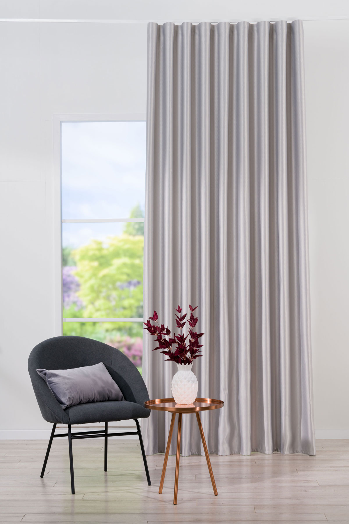 Grey colored curtain fabric