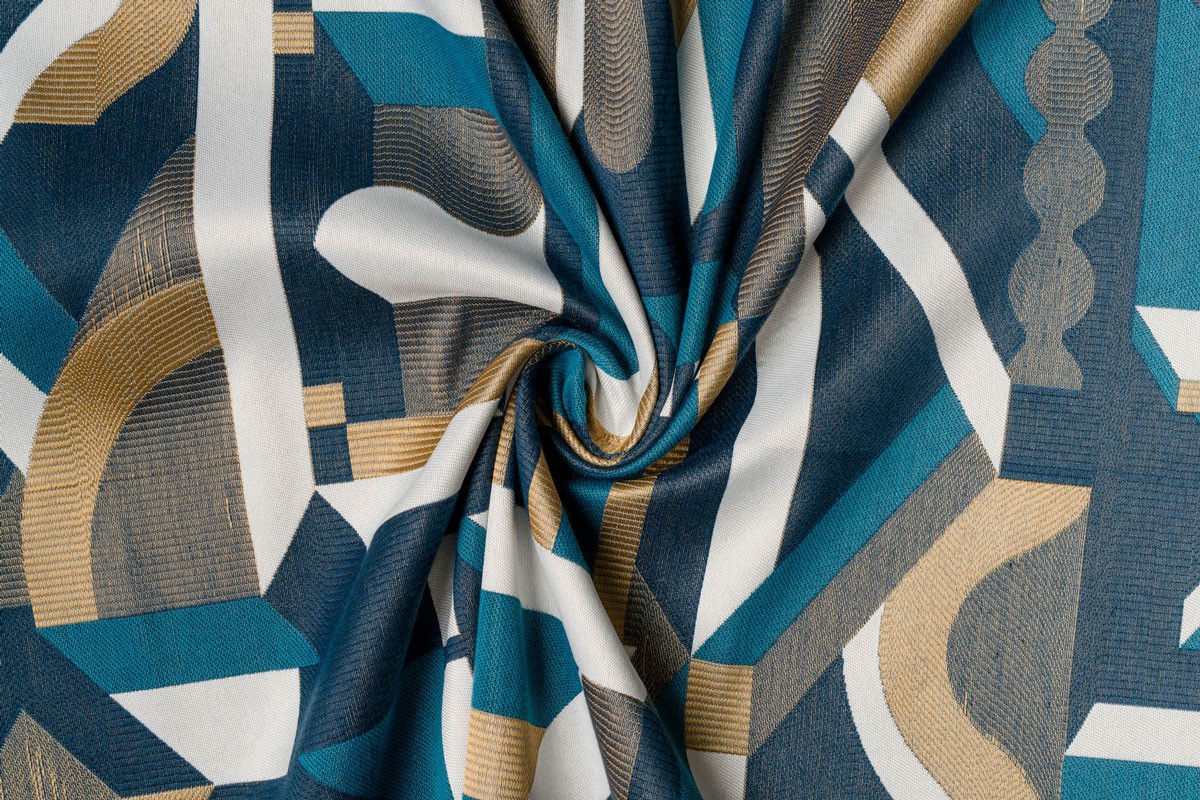 Salto Curtain blue geometrical pattern