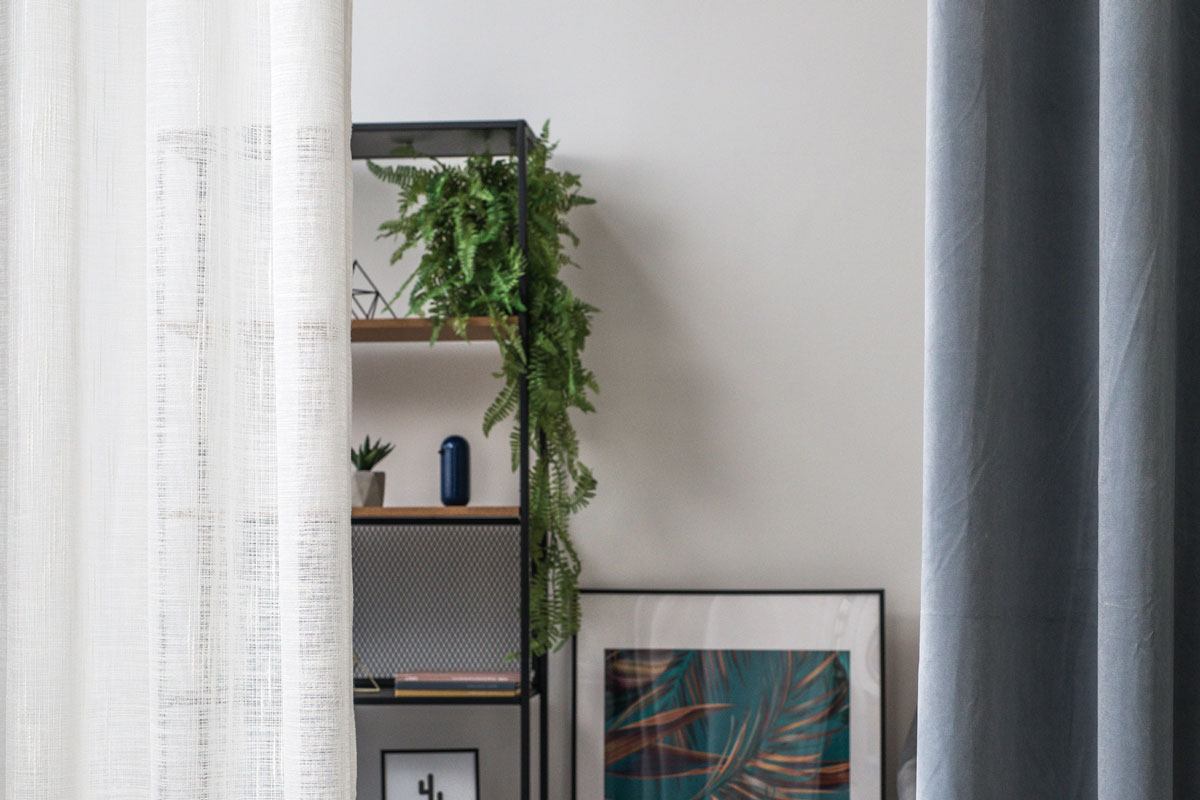 Castellano grey colored fabric curtain