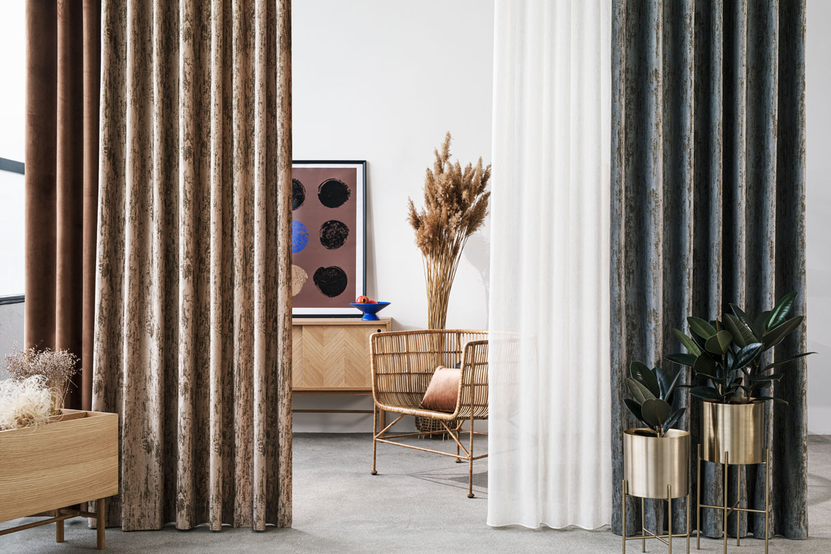 Castellano caramel colored fabric curtain