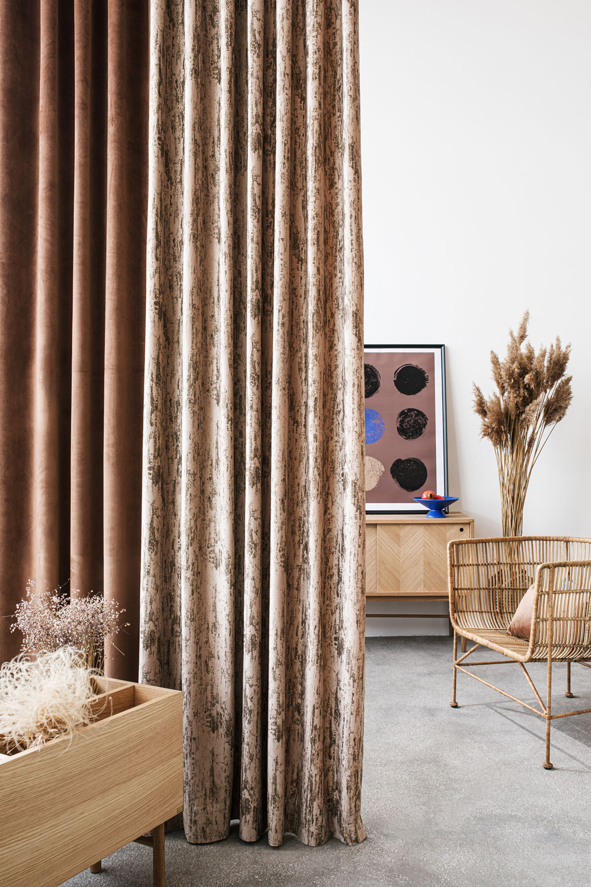 Castellano caramel colored fabric curtain