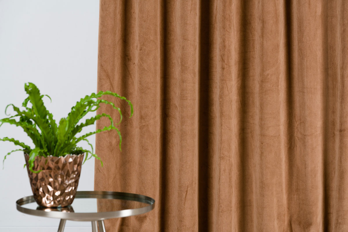 Castellano caramel colored fabric curtain