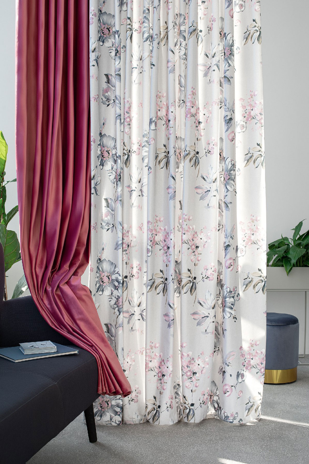Castellano pink colored fabric curtain