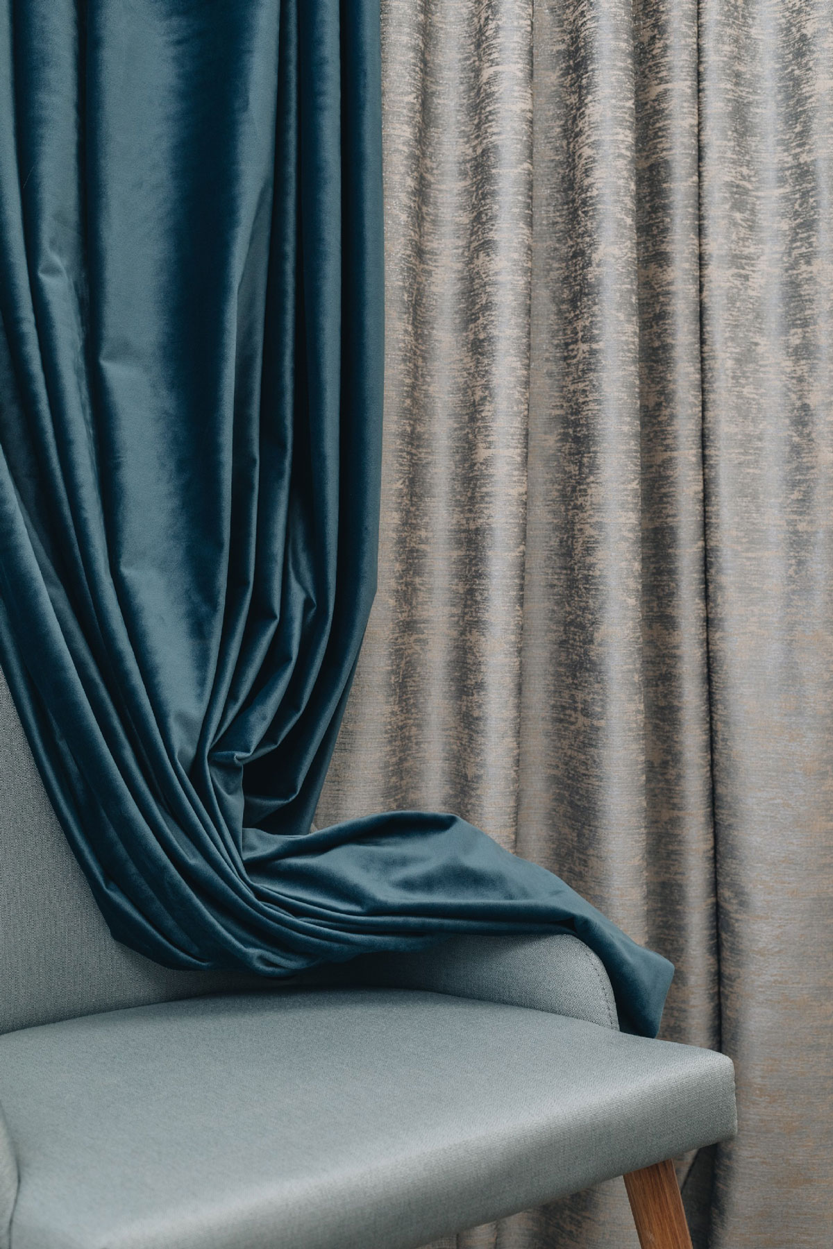 Castellano turquoise colored fabric curtain