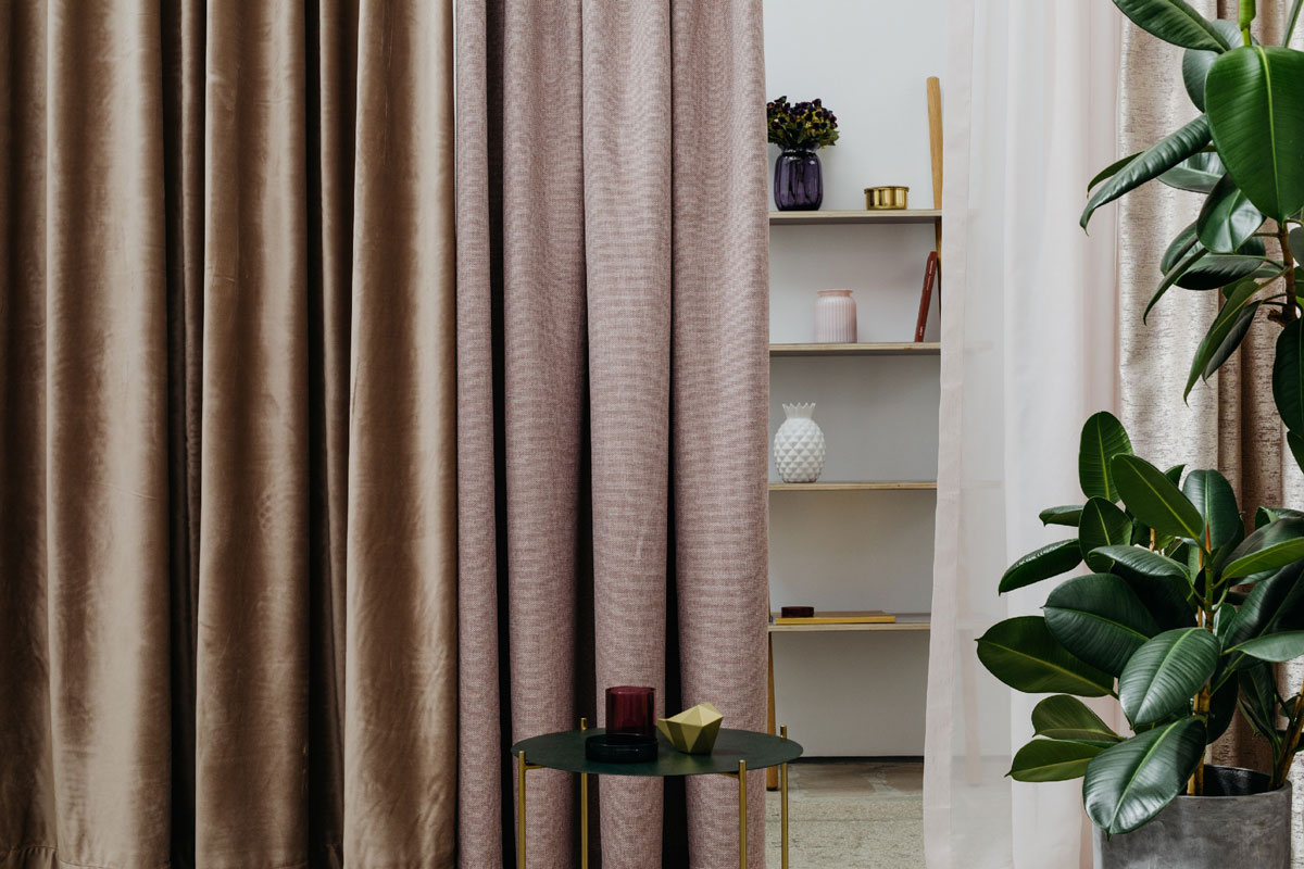 Castellano coffee colored fabric curtain