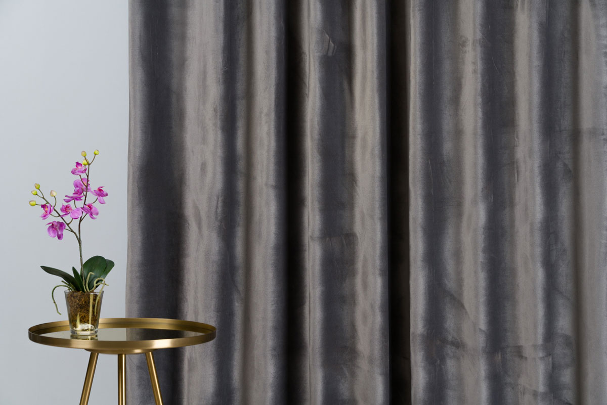 Castellano dark grey colored fabric curtain