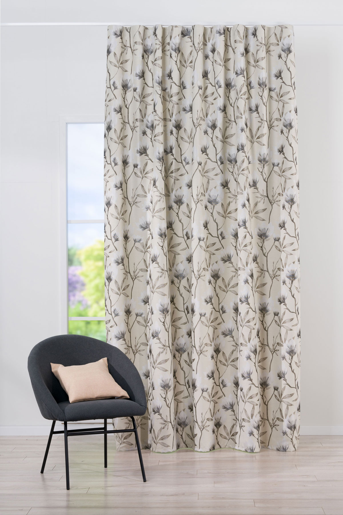 Cubano Coffee colored faric with flower pattern curtain