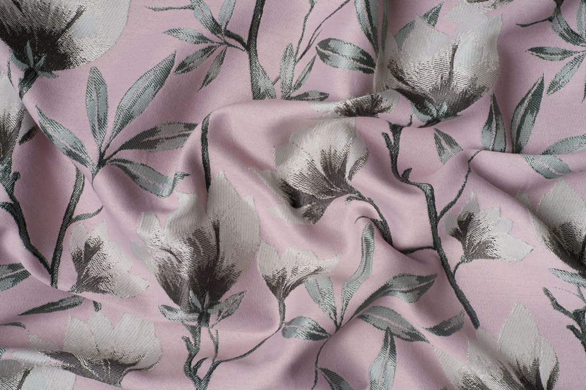 Cubano Pink colored fabric with flower pattern curtain