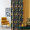 Cubano Green colored fabric with flower pattern curtain