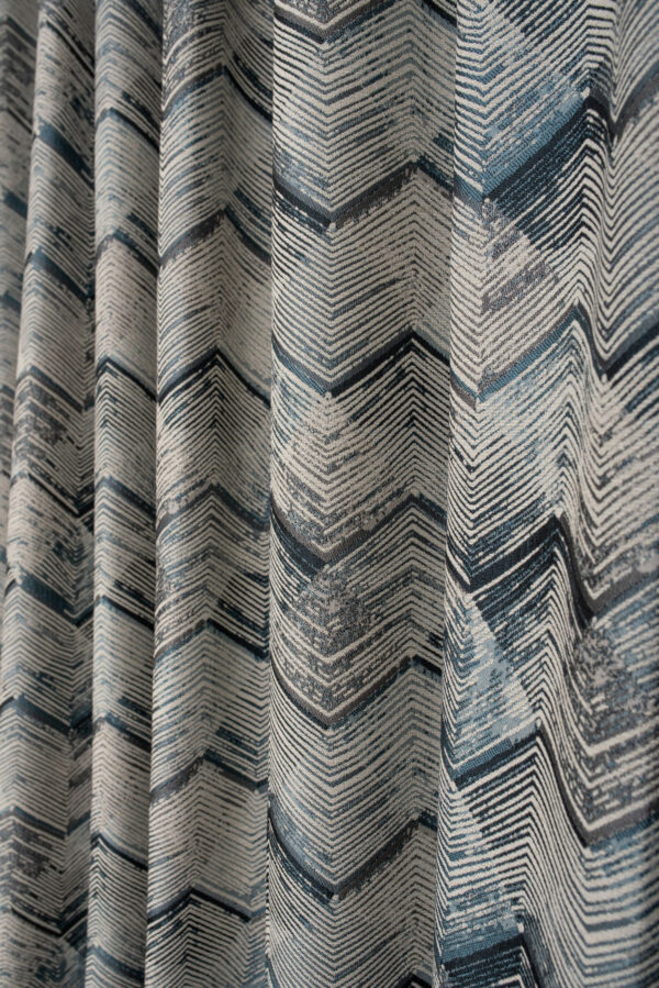 Utopia curtain blue colored fabric with triangle pattern