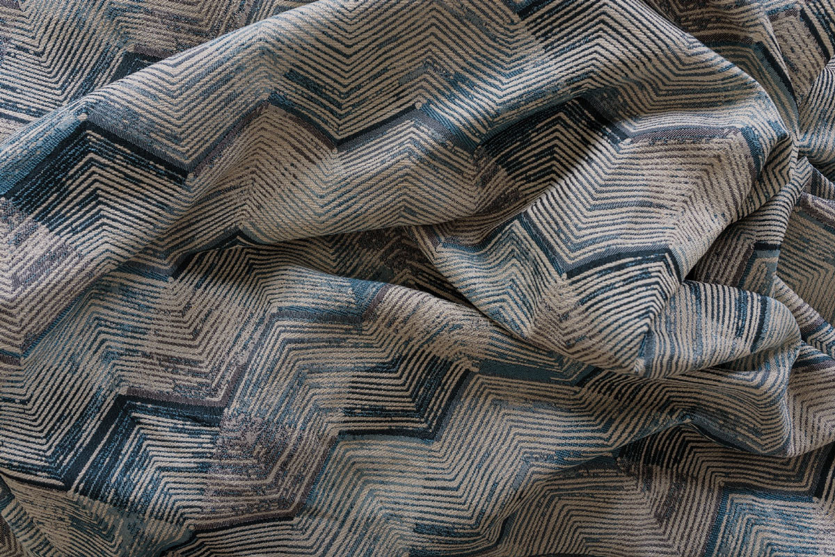 Utopia curtain blue colored fabric with triangle pattern