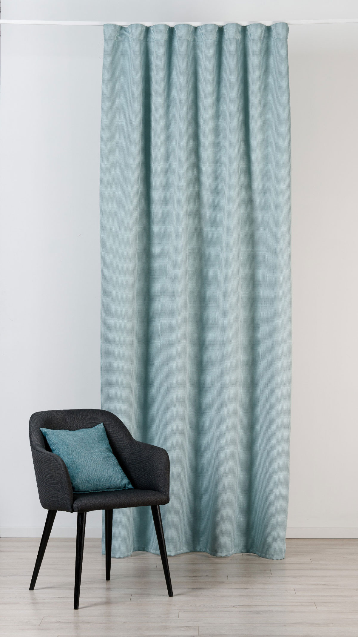 Cielo Curtain Turquoise colored fabric