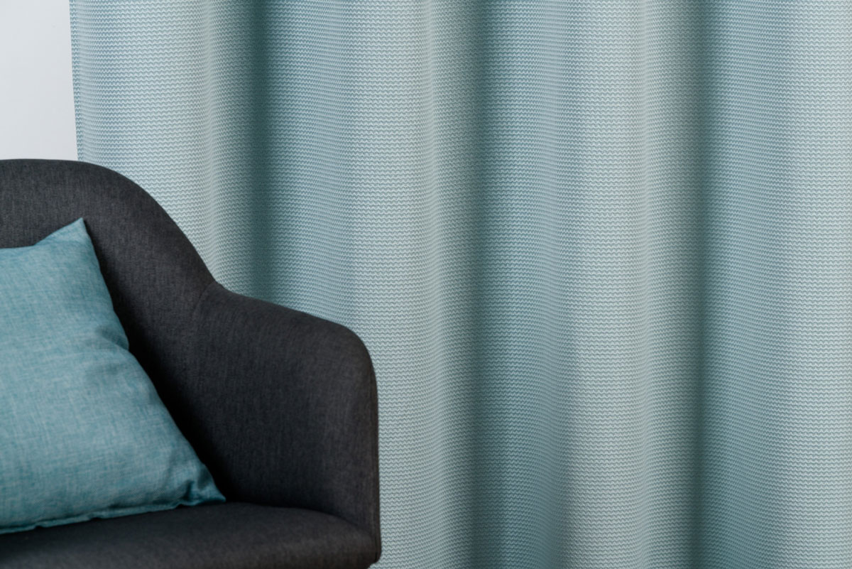 Cielo Curtain Turquoise colored fabric
