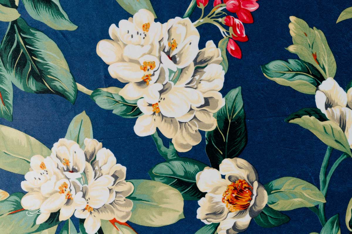 Kerida Curtain flower pattern blue colored fabric