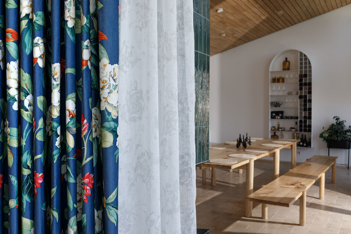 Kerida Curtain flower pattern blue colored fabric