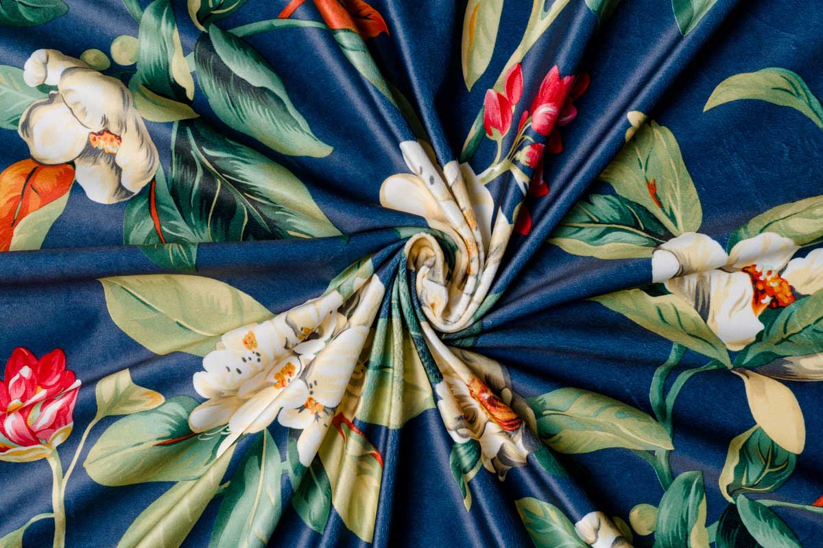 Kerida Curtain flower pattern blue colored fabric