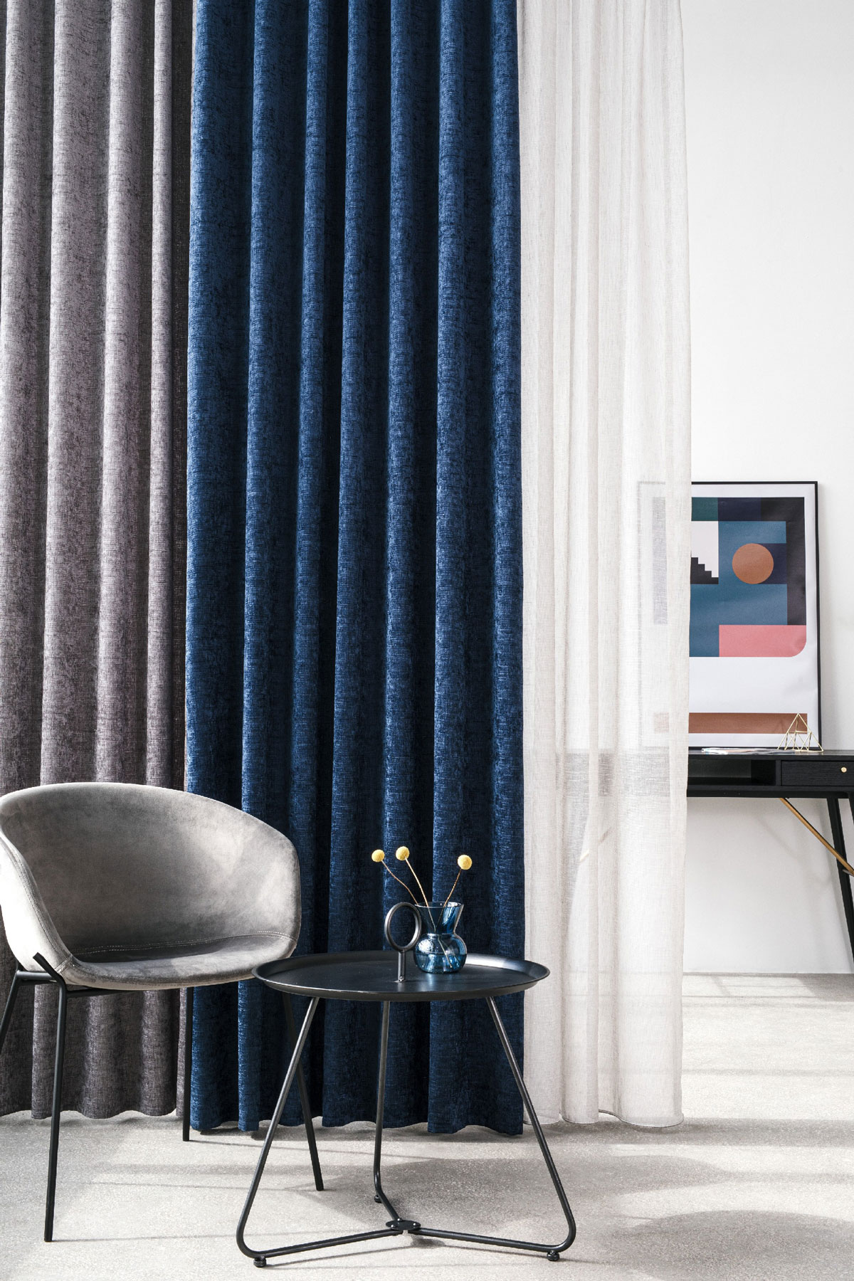 Velar Curtain Dark Grey colored fabric