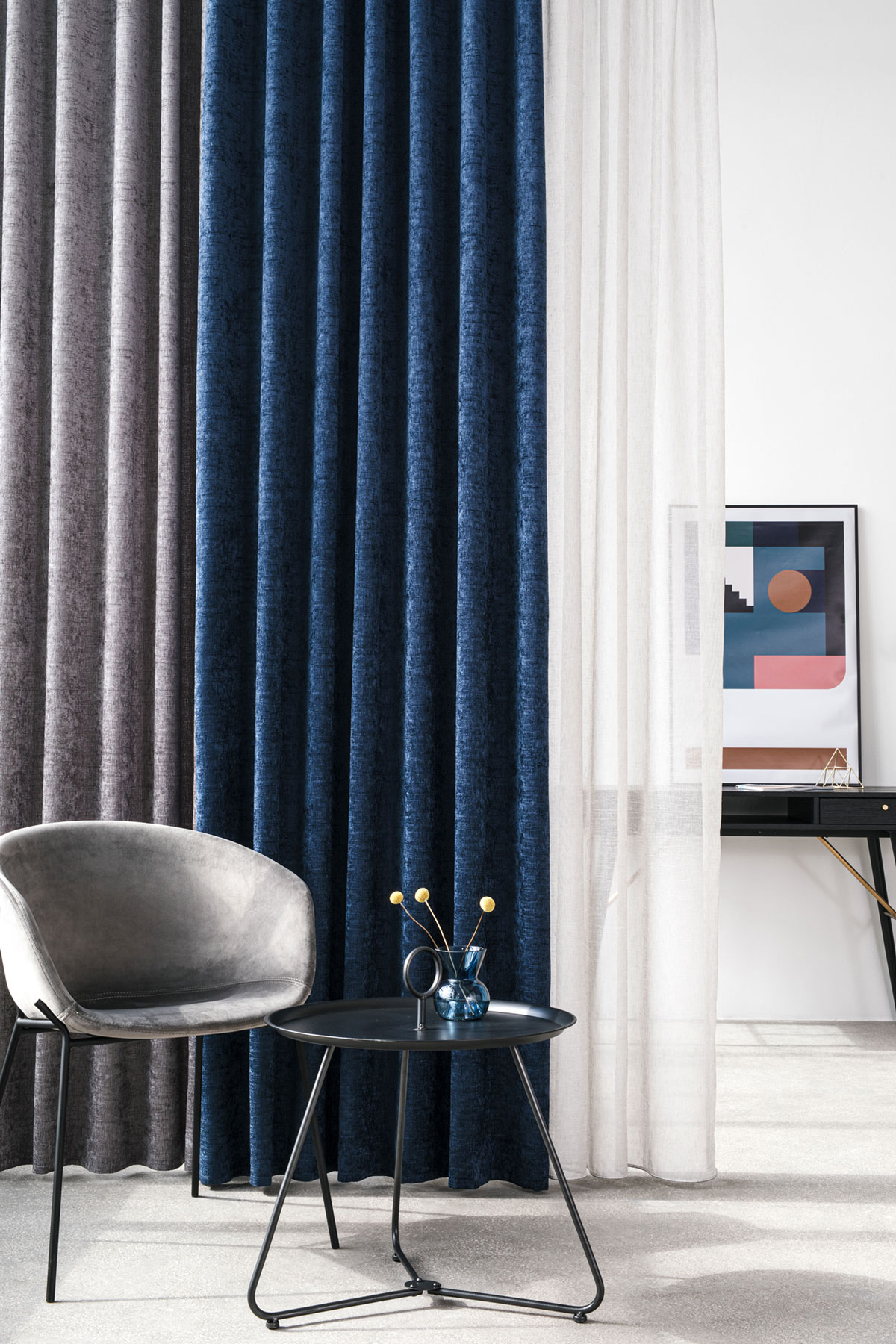 Velar Curtain Blue colored fabric
