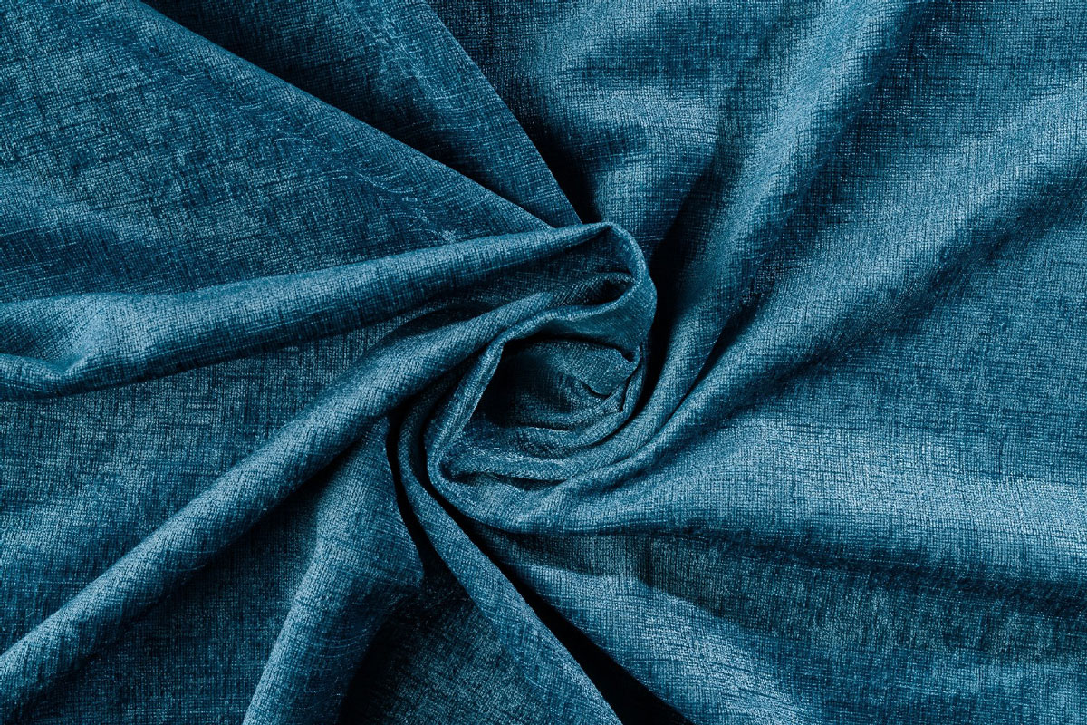 Velar Curtain Turqoise colored fabric