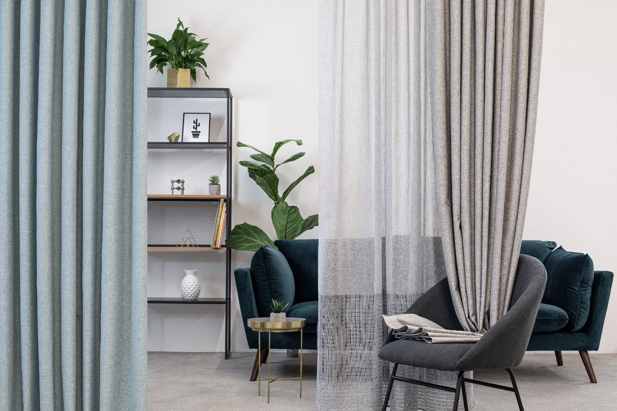 Atlas Curtain baby blue fabric