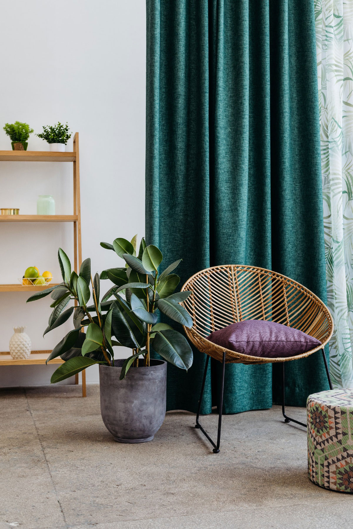 Madras Curtain green fabric