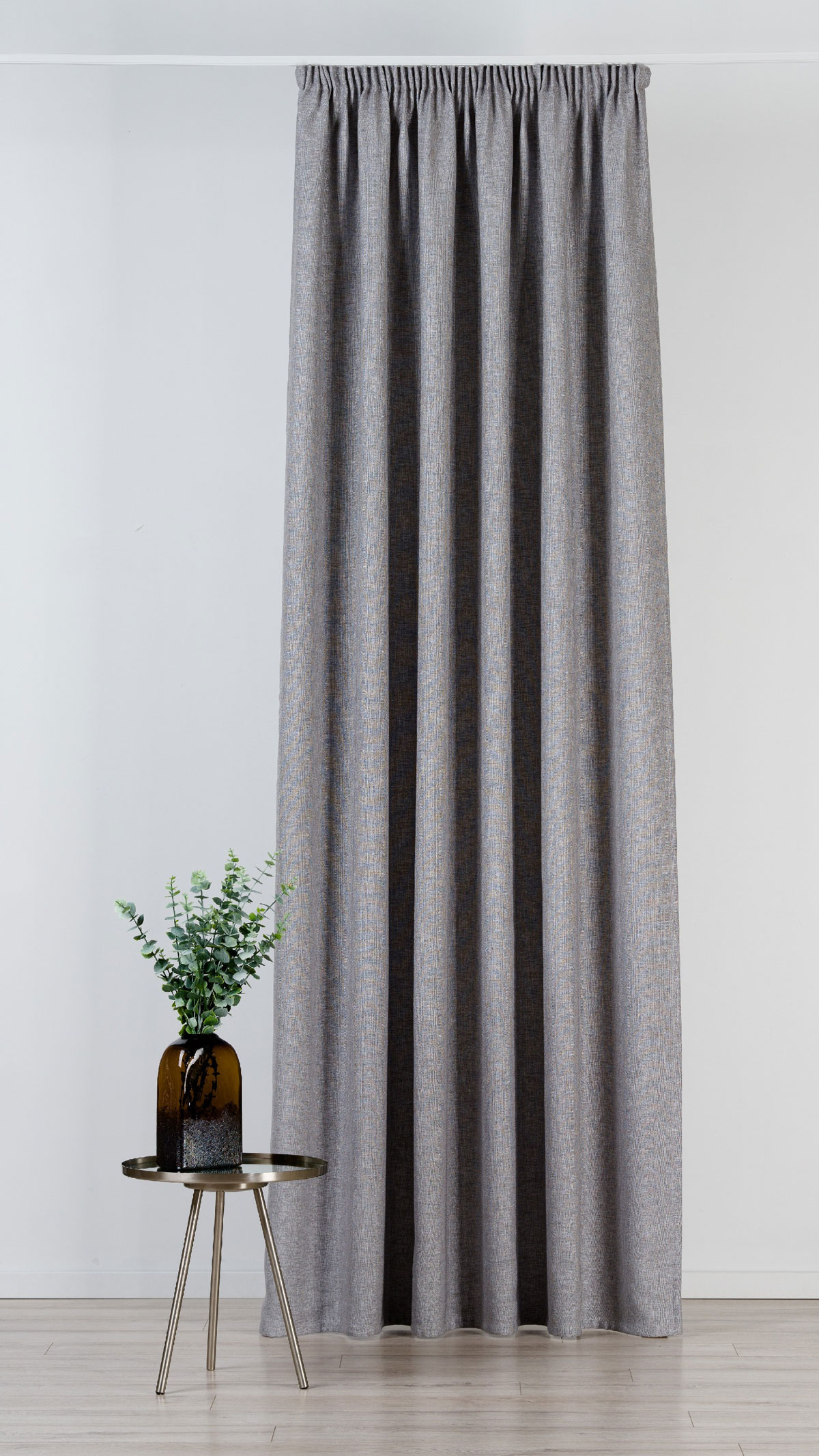 Madras Curtain grey fabric
