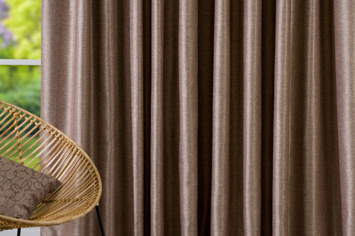 Madras Curtain coffee fabric