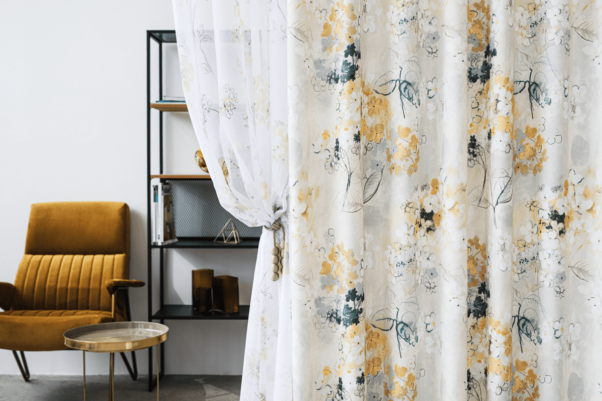 lavie white colored material curtain