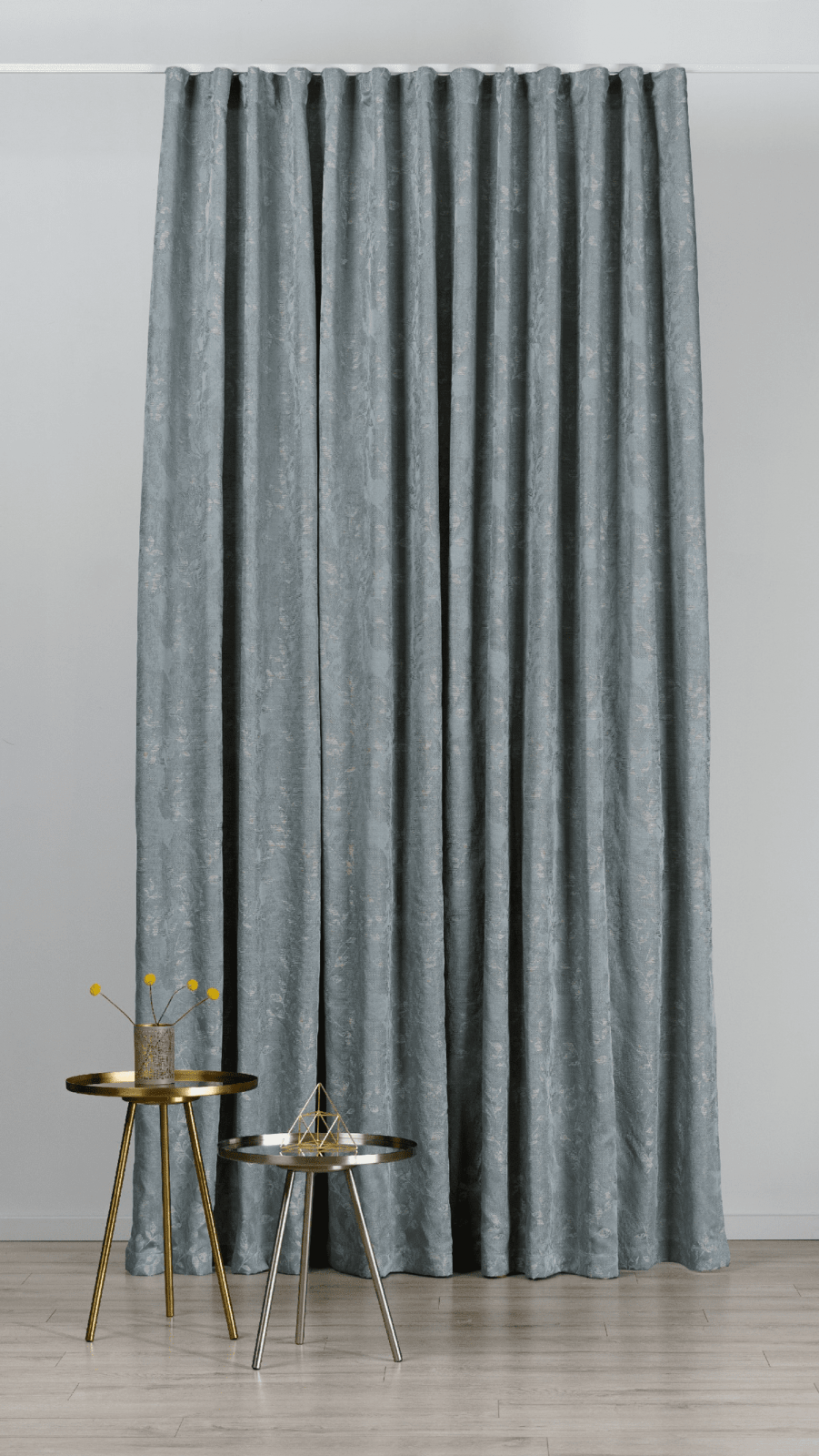 marsala blue colored material curtain