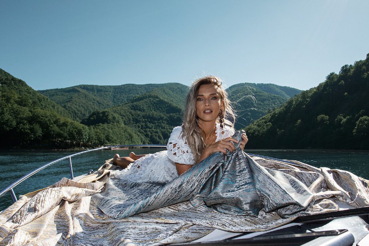 mohave green colored material curtain