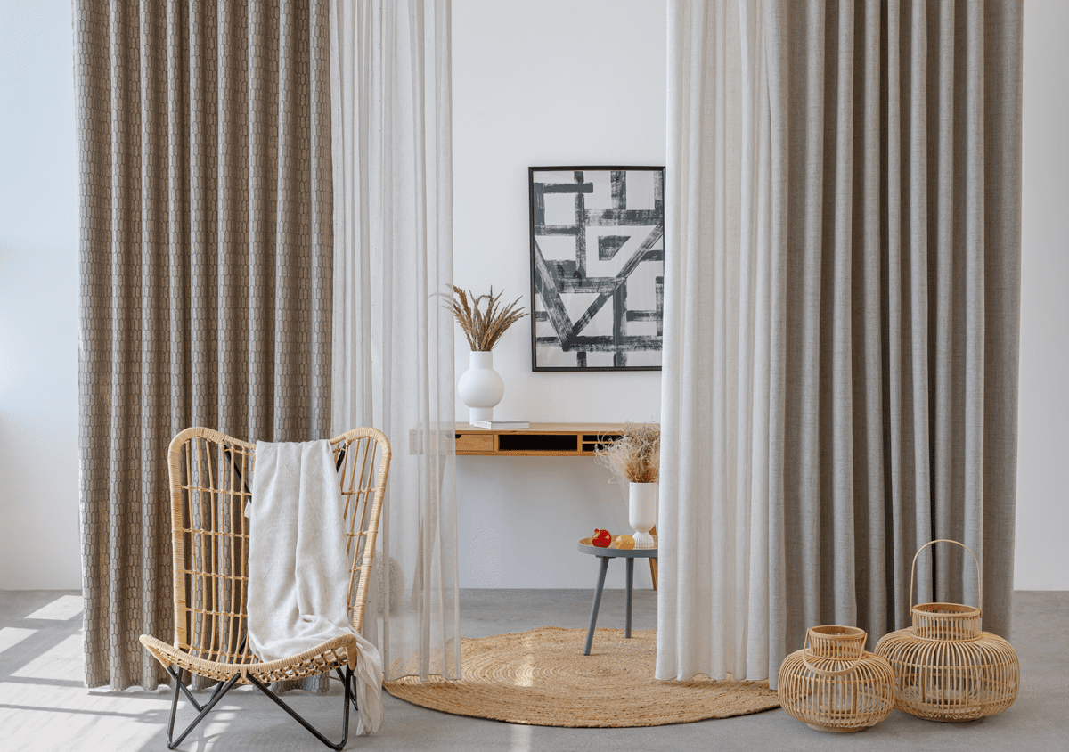 ruben beige colored material curtain