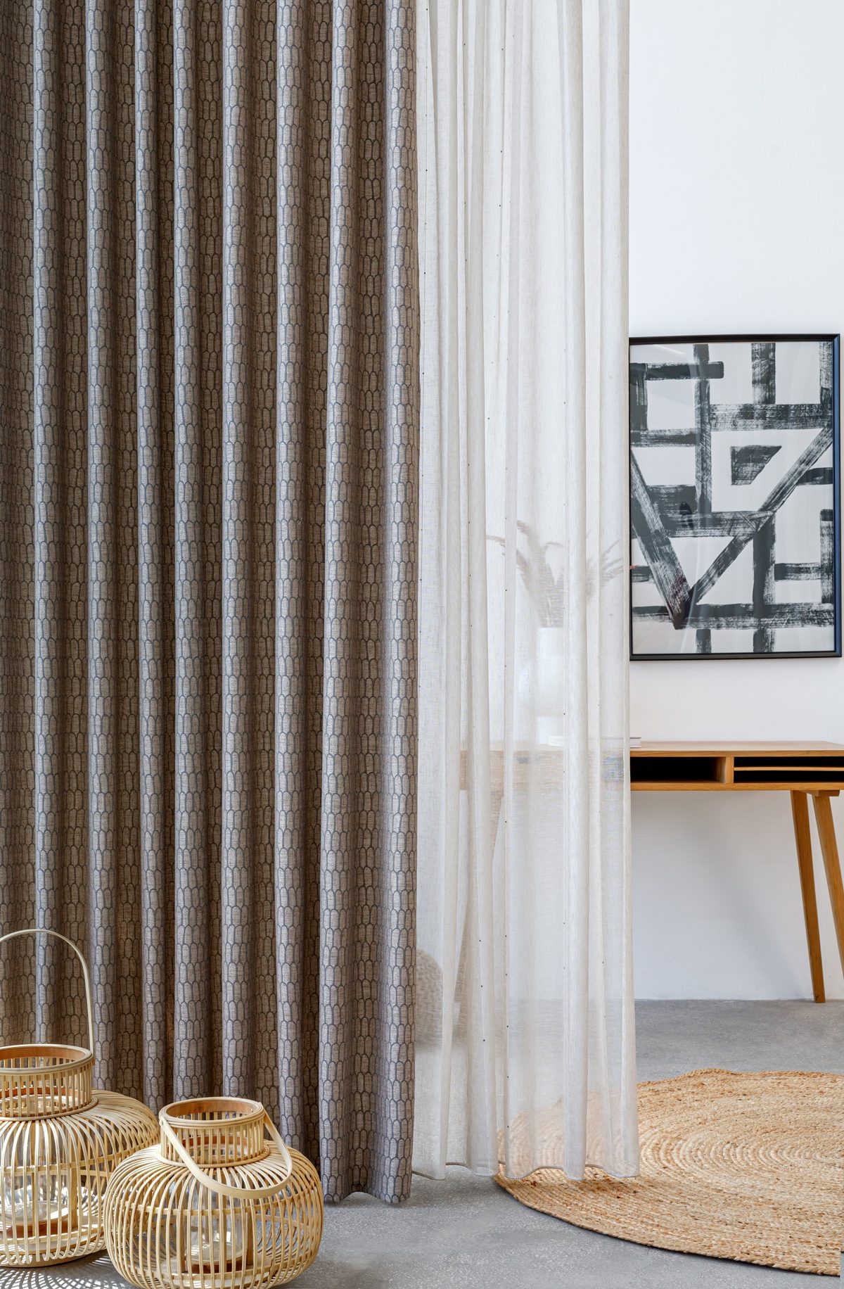 ruben beige colored material curtain