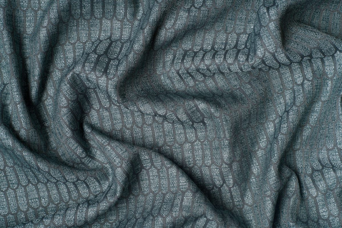 ruben blue colored material curtain