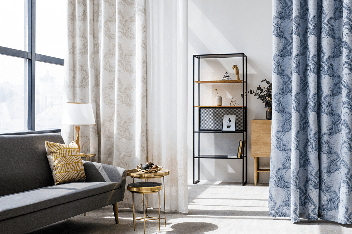 carrara grey colored material curtain