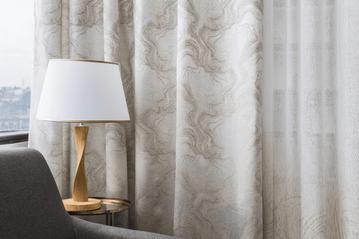 carrara grey colored material curtain