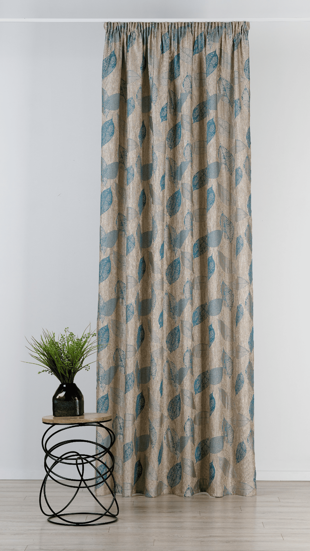 delancy blue colored material curtain