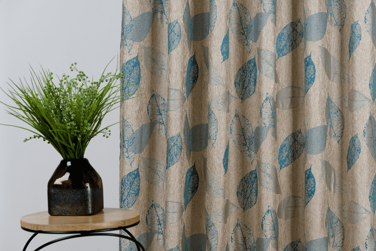 delancy blue colored material curtain