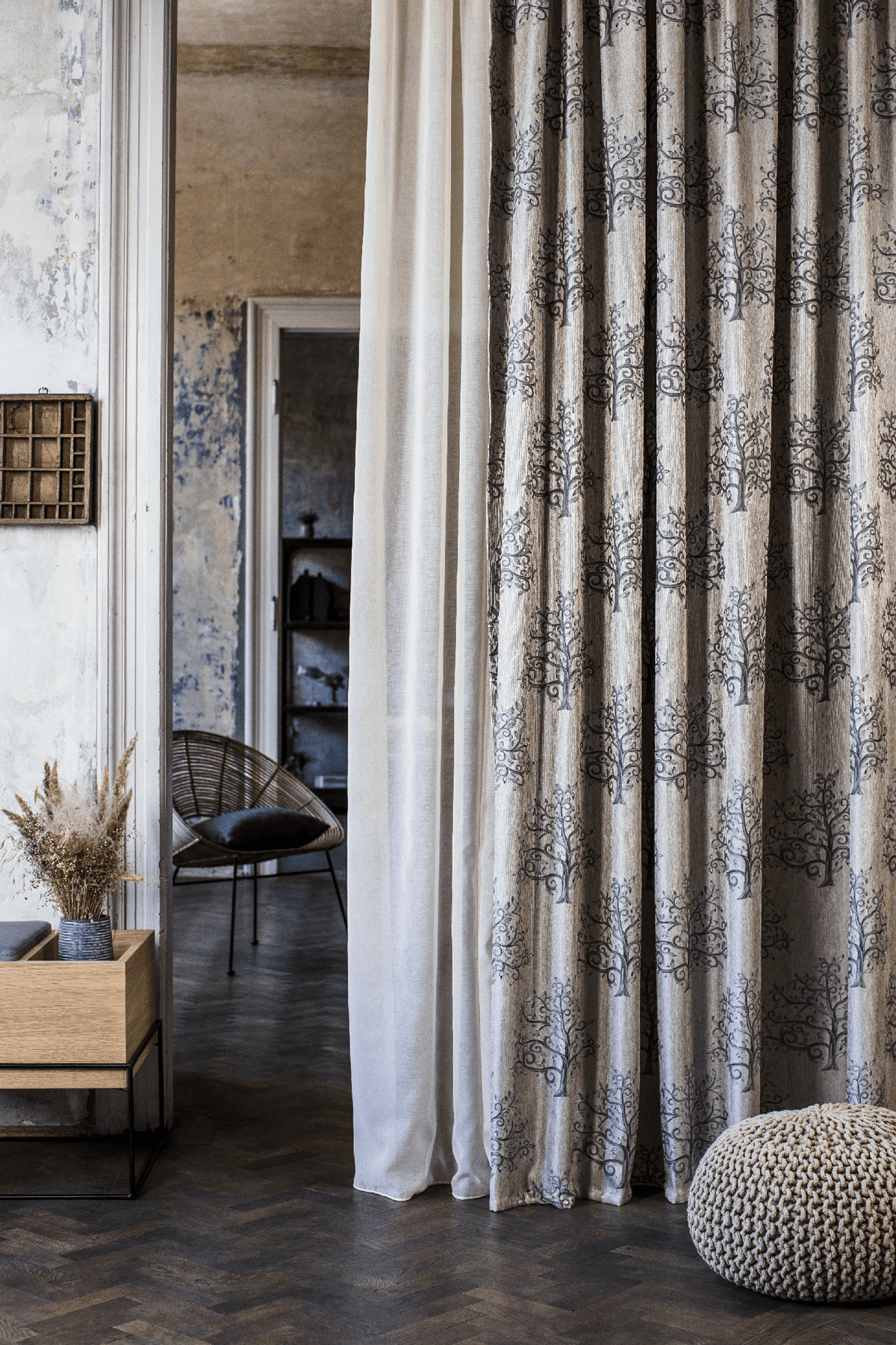 erinn beige colored material curtain