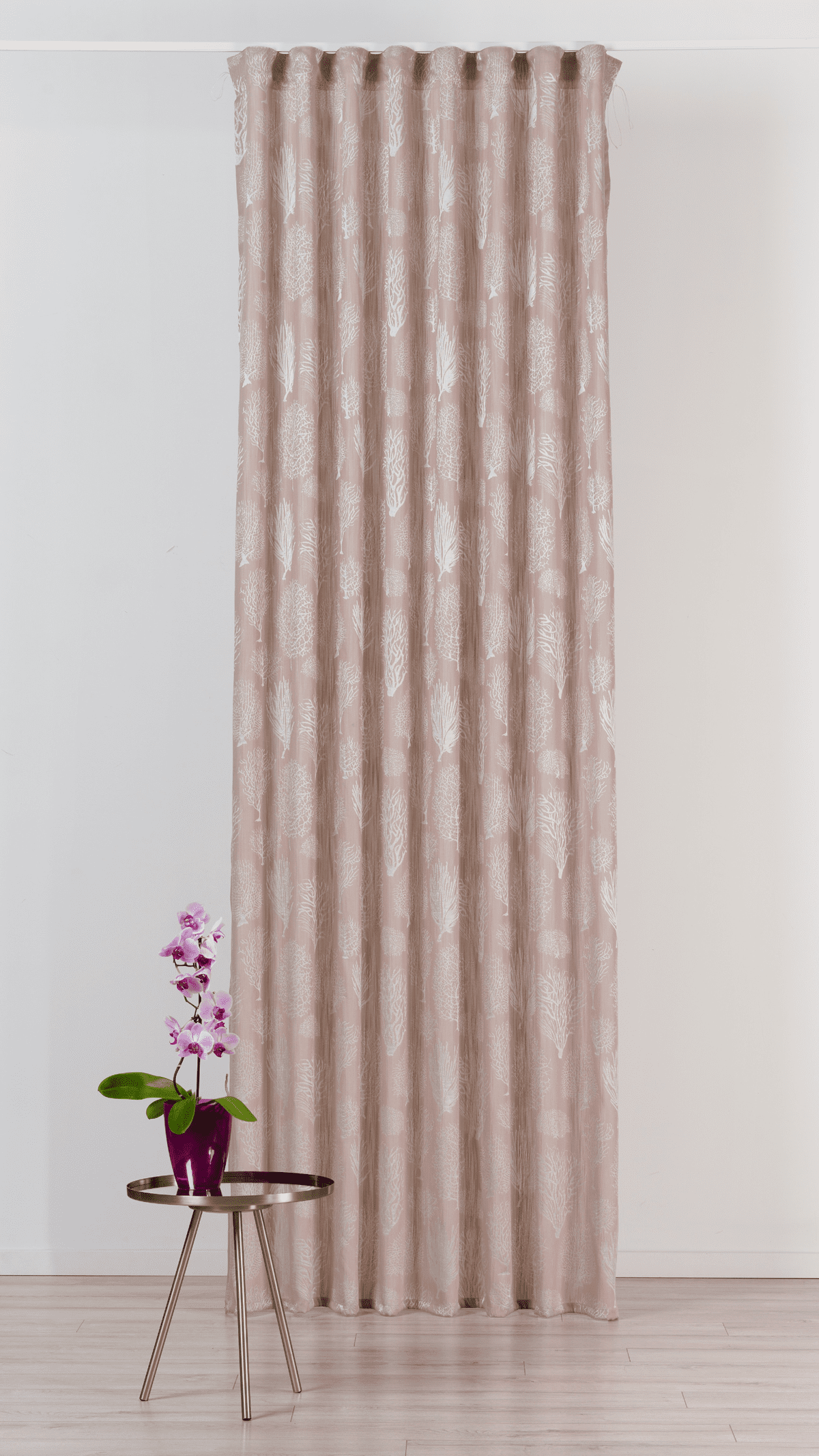 gemini pink colored material curtain