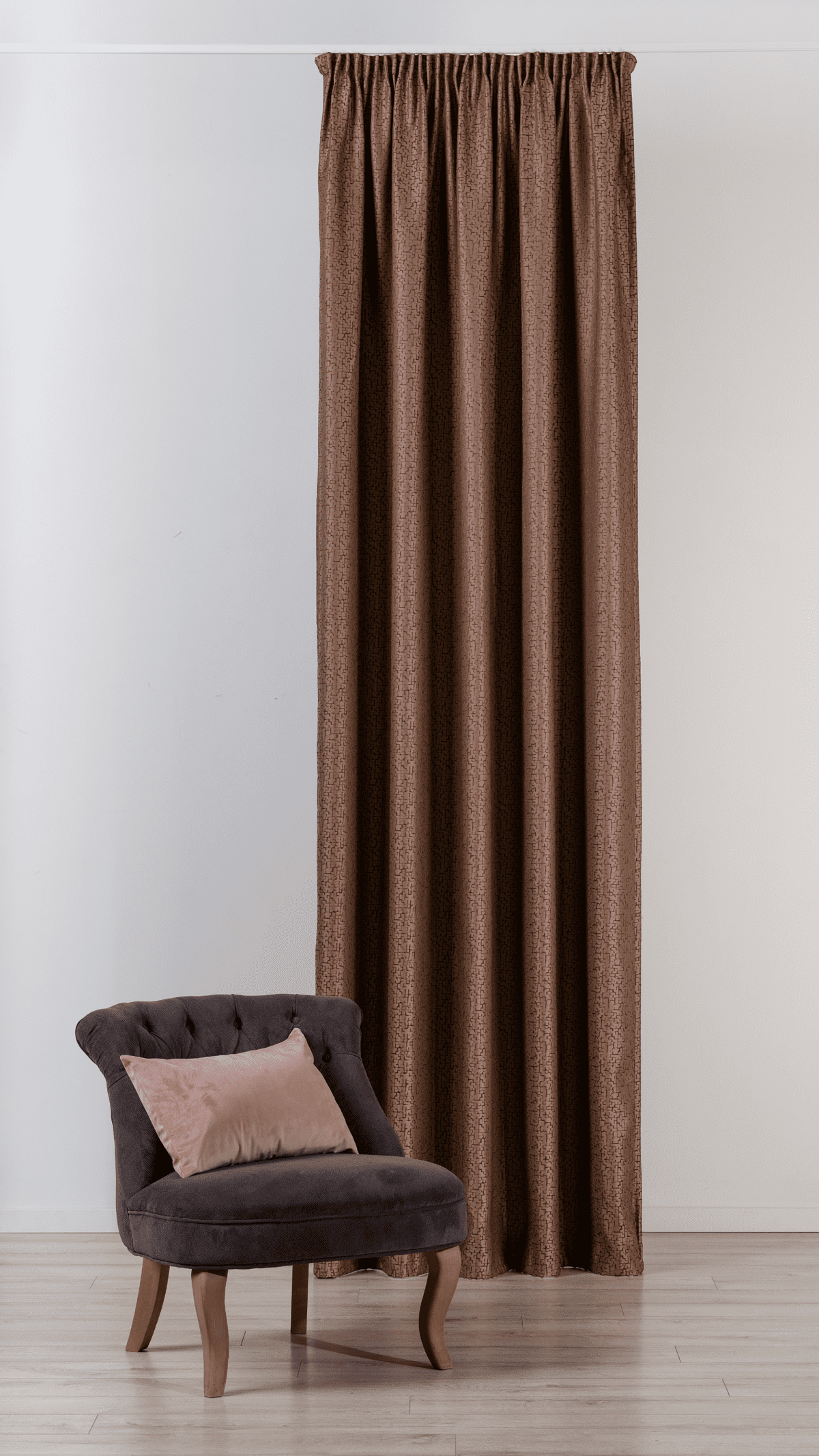 maze brown colored material curtain