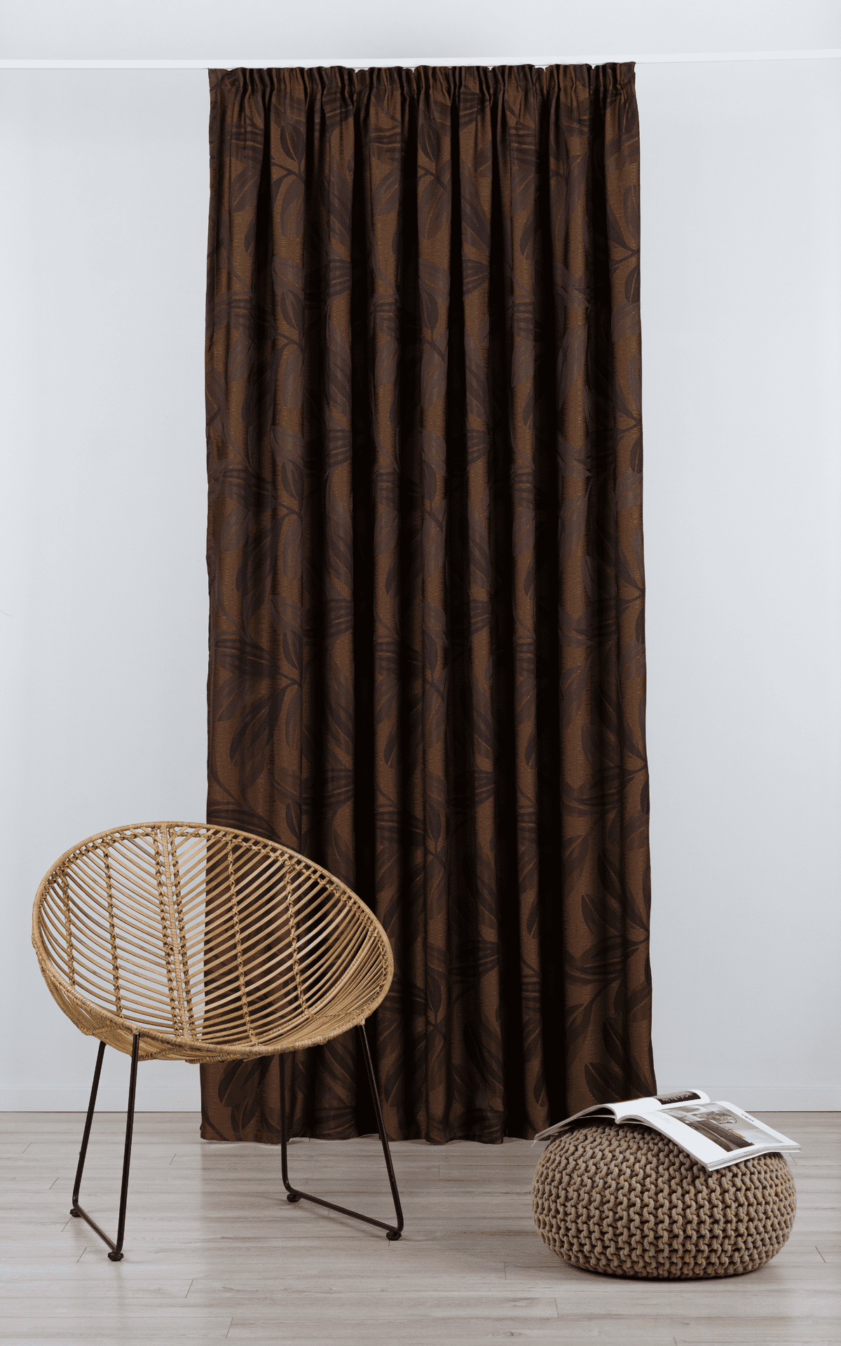 nydia brown colored material curtain