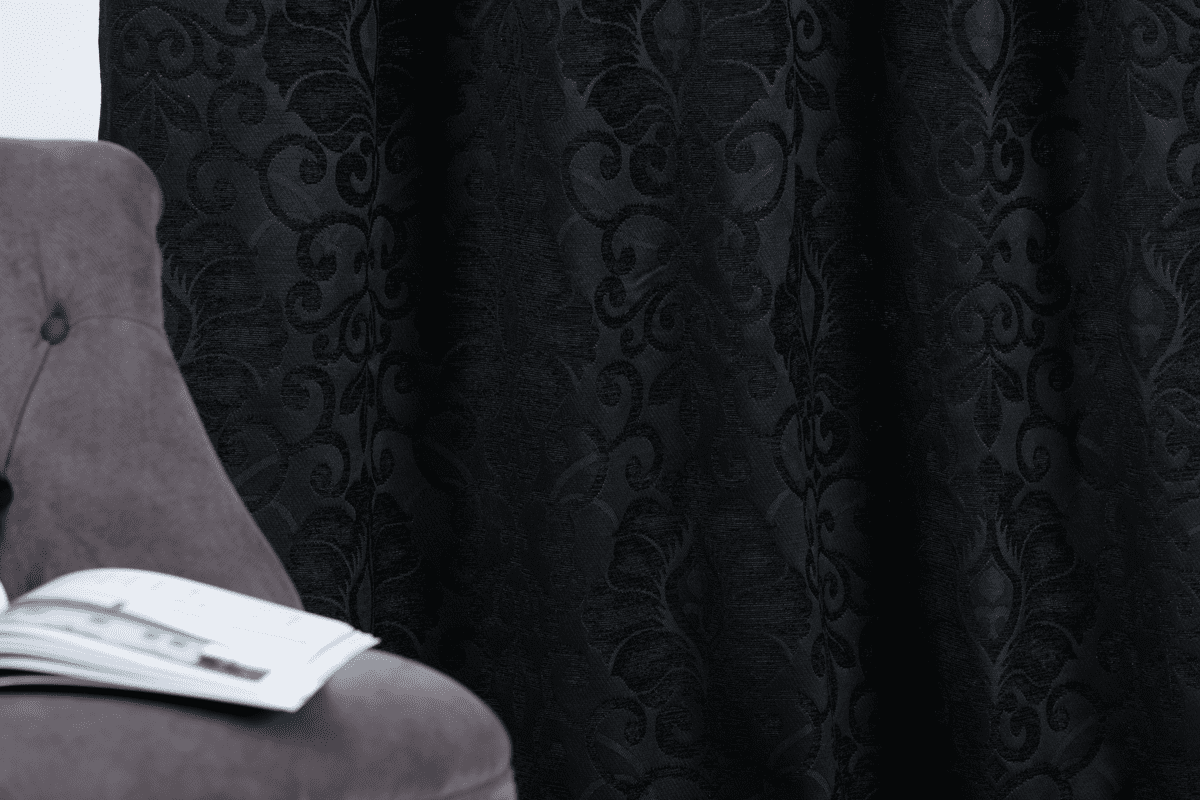 richard black colored material curtain