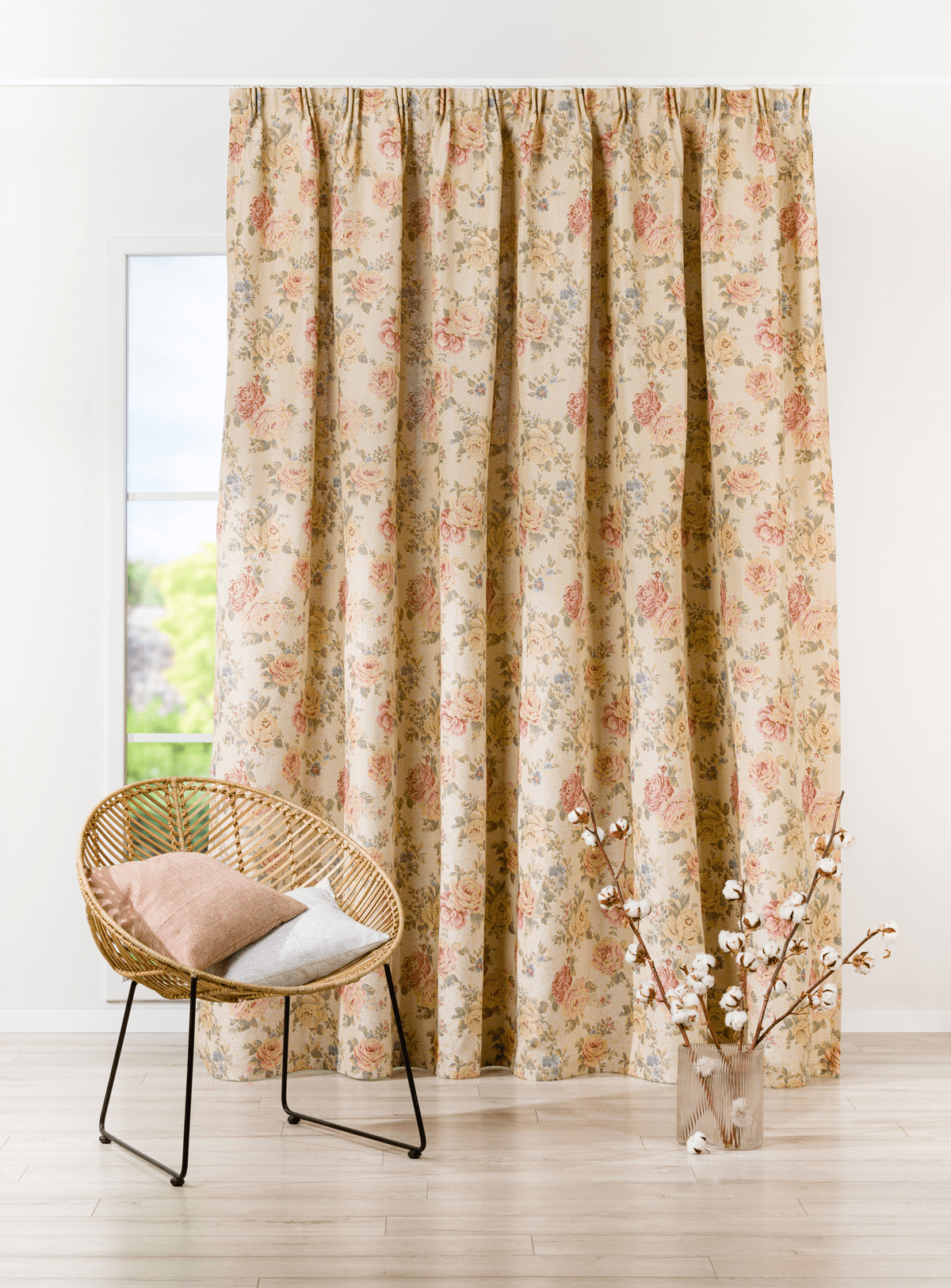 roslyn green colored material curtain