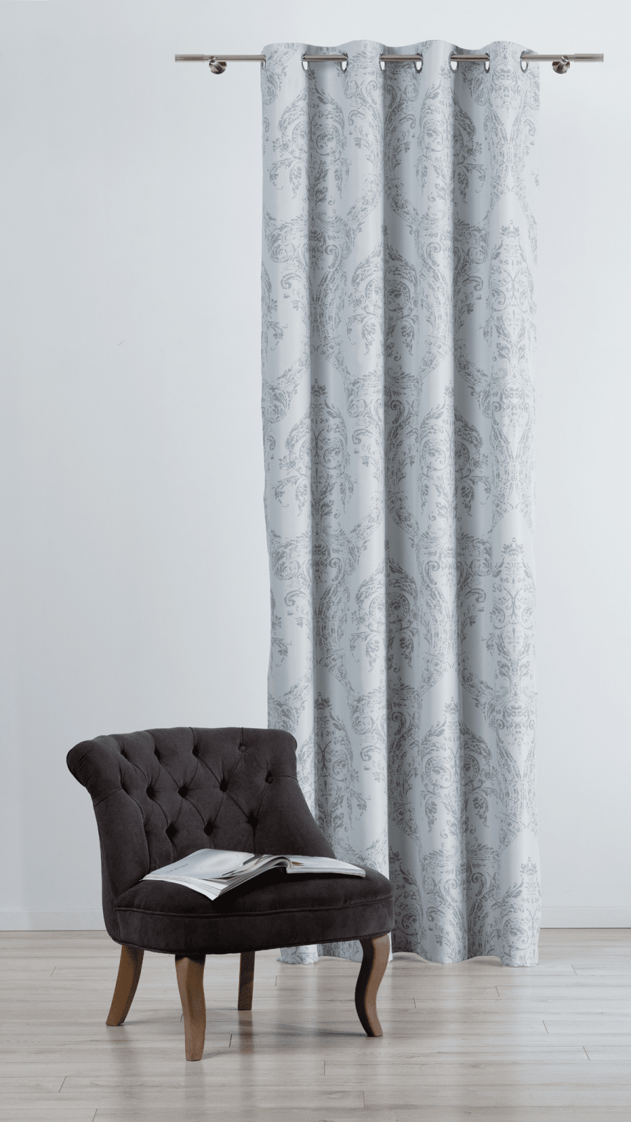 atriyum grey colored material curtain