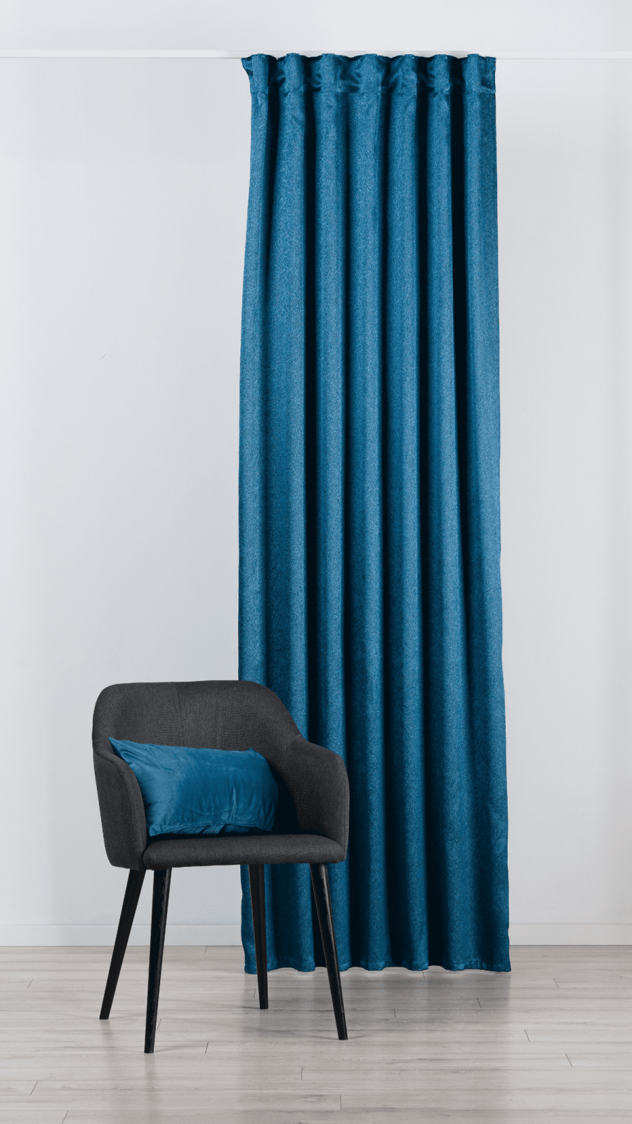 supreme blue colored material curtain