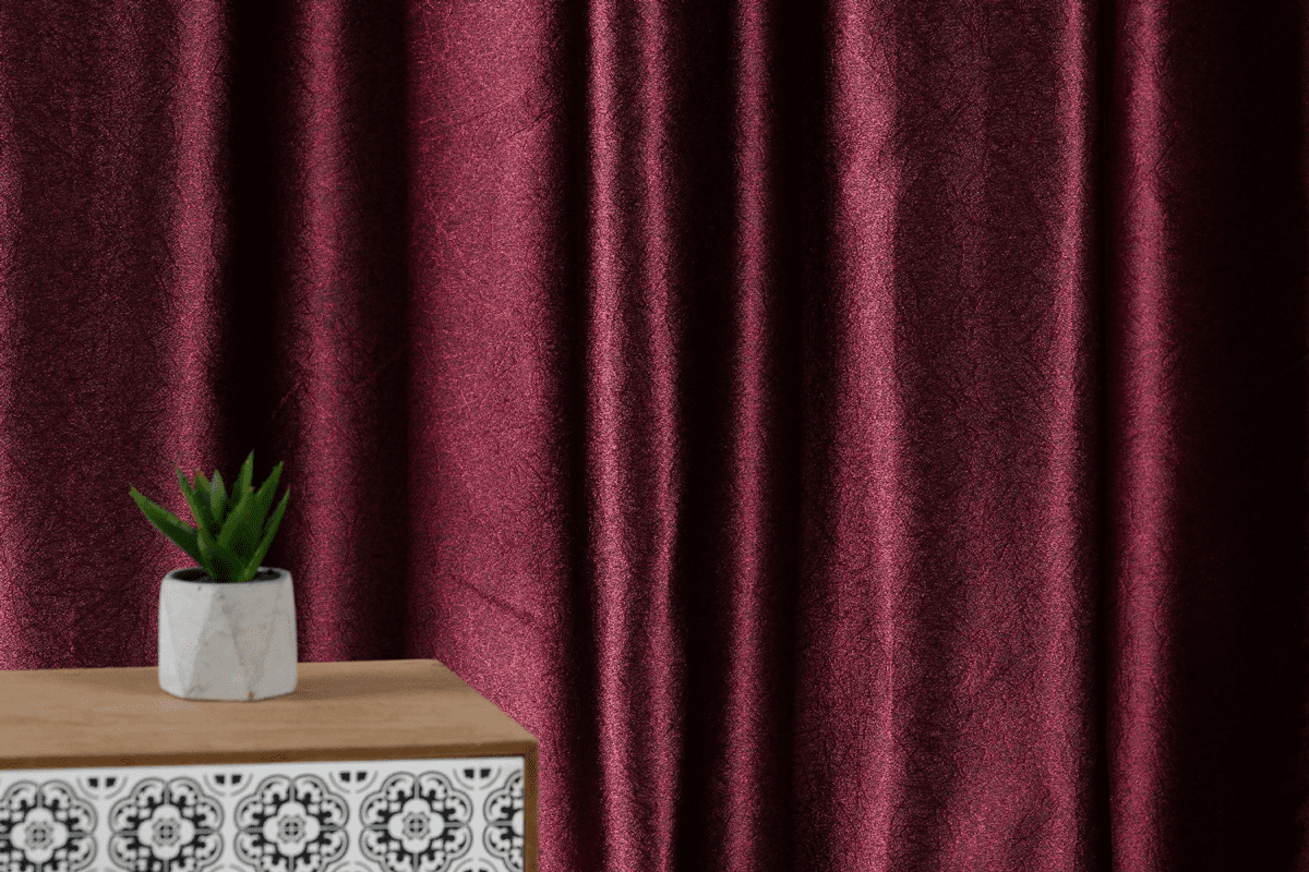 supreme dark red colored material curtain