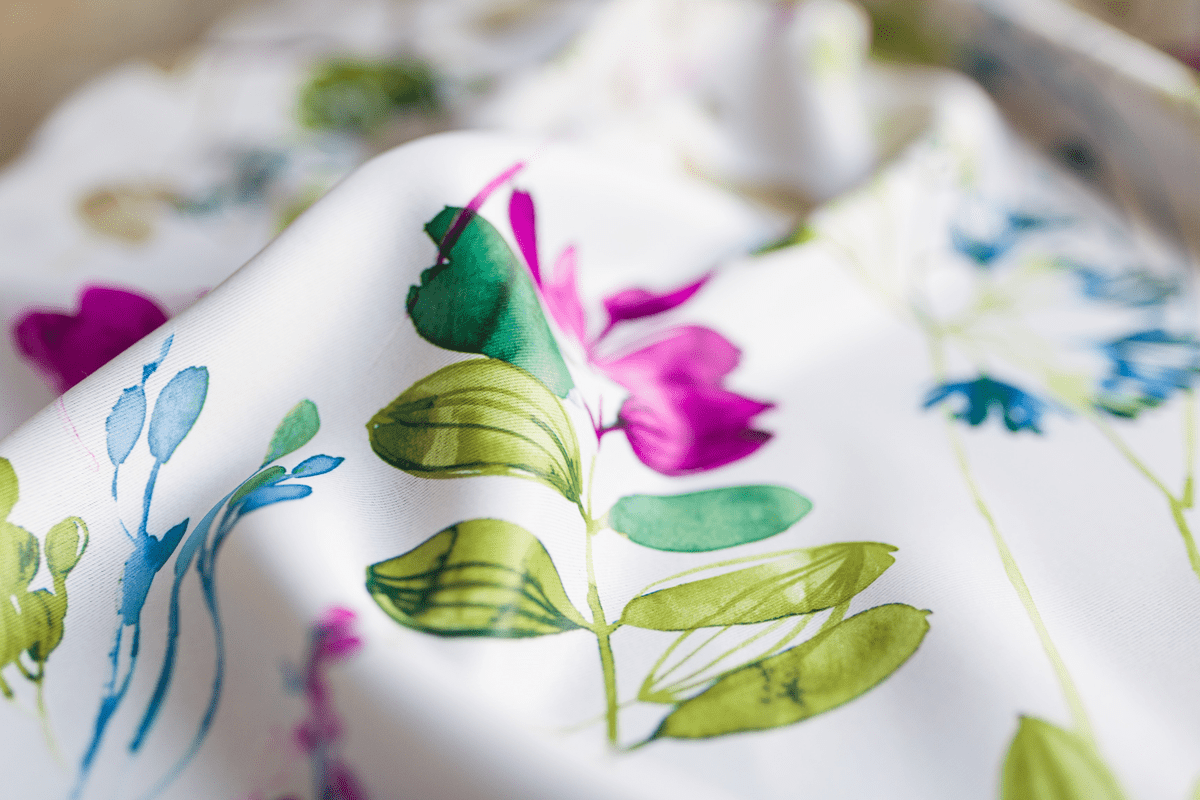 trellise purple colored material curtain